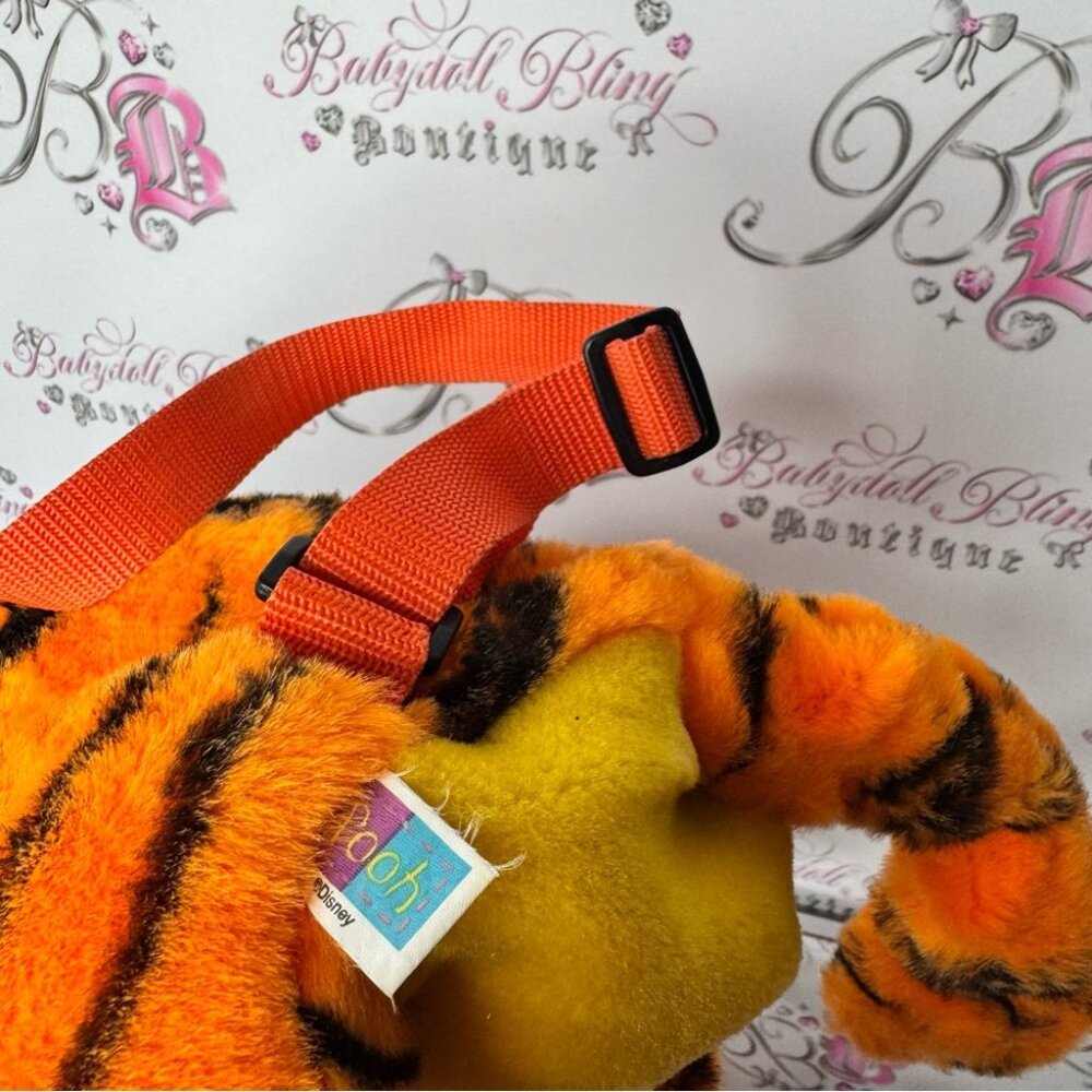 Disney tiger backpack Orange and Black Plush Toy backpack vintage zip up - Picture 7 of 10